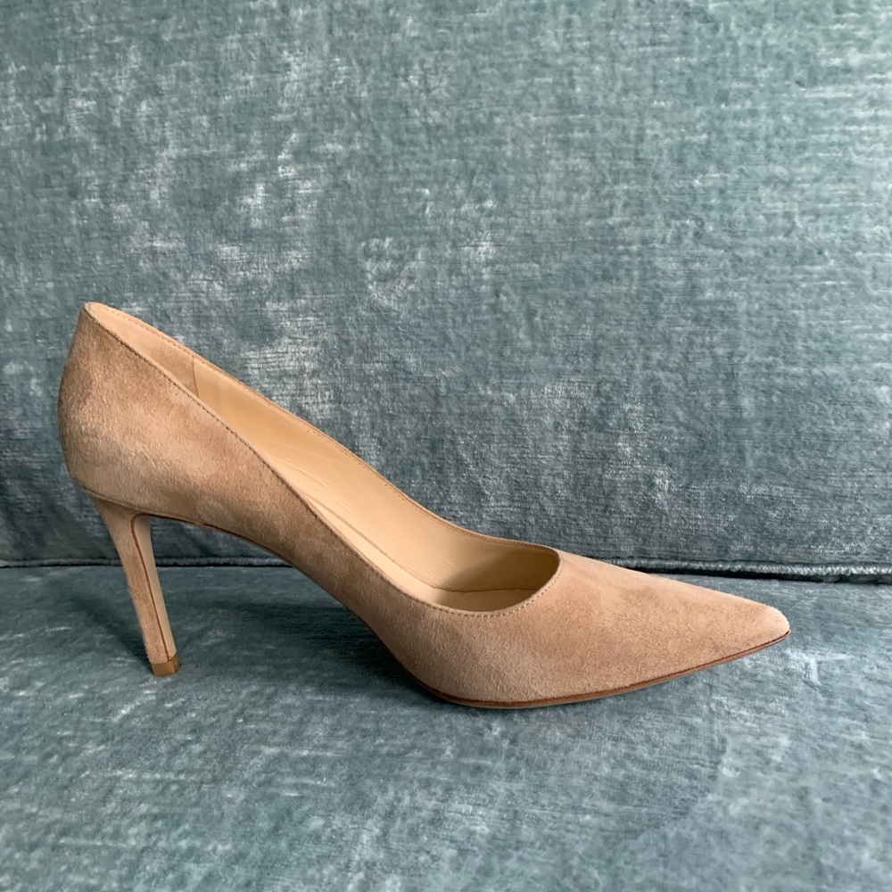 La Canadienne “Falone” Camel Suede Pointed-Toed High Heeled Pumps (size 9.5-10)